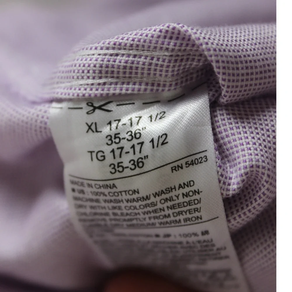 Banana Republic Mens XL Slim Fit Non-Iron Dress Shirt Purple Micro Check 17-17.5